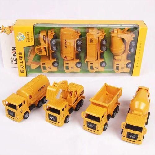 4 in 1 Concrete Mixer Truck  Fuel Tank Truck  Dump Truck  Excavator Inertial Pull Back Car Children Model Toys Car Set