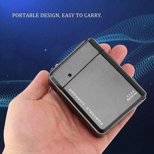 Black 4X AA Battery Portable Emergency Power Charger USB For