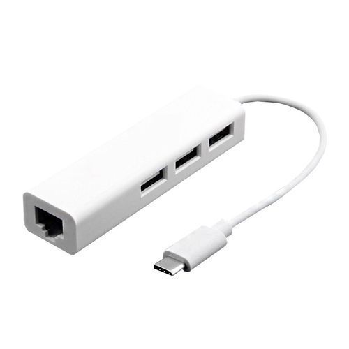 Type-c 2.0 / 100mbps Rj45 Lan Adapter With 3port USB 2.0 Hub