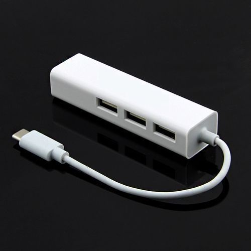 Type-c 2.0 / 100mbps Rj45 Lan Adapter With 3port USB 2.0 Hub