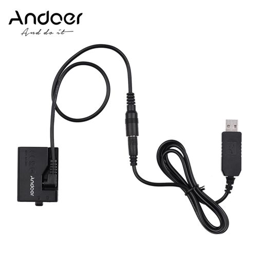 Andoer ACK-E10 5V USB Dummy Battery DC Coupler Adapter(Replacement for LP-E10) Compatible with Canon EOS Rebel T3/T5/T6/T7/T100/Kiss X50/Kiss X70/1100D/1200D/1300D/2000D/4000D NO5115