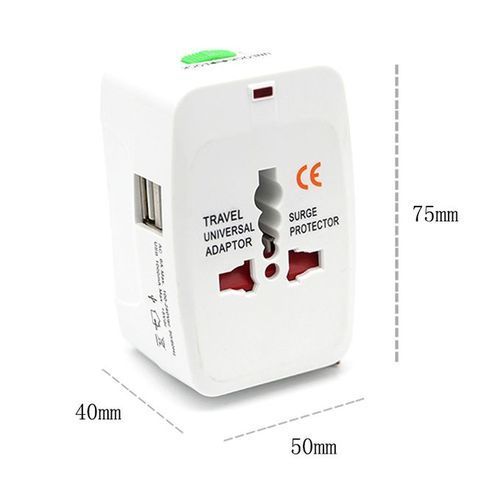 Universal Travel Socket Adapter Power Charger 2USB