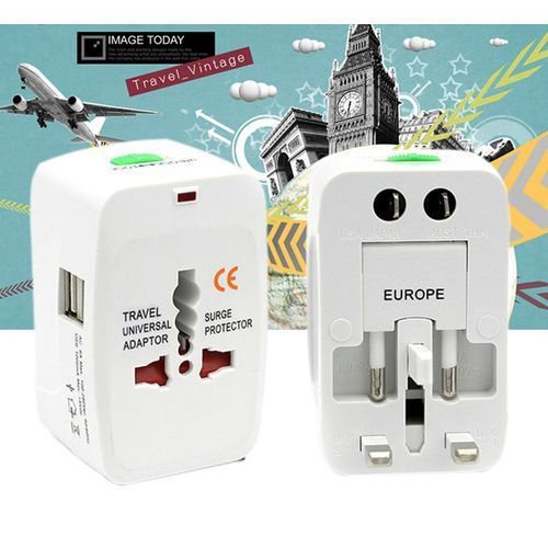 Universal Travel Socket Adapter Power Charger 2USB