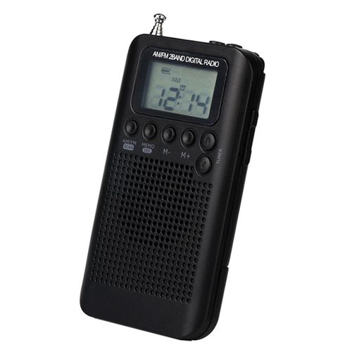 Rechargeable Digital Portable Radio And Earphone Black