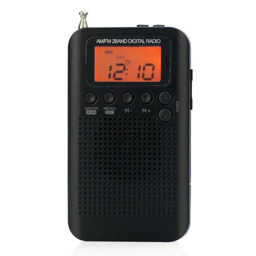 Rechargeable Digital Portable Radio And Earphone Black