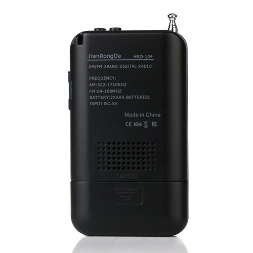 Rechargeable Digital Portable Radio And Earphone Black