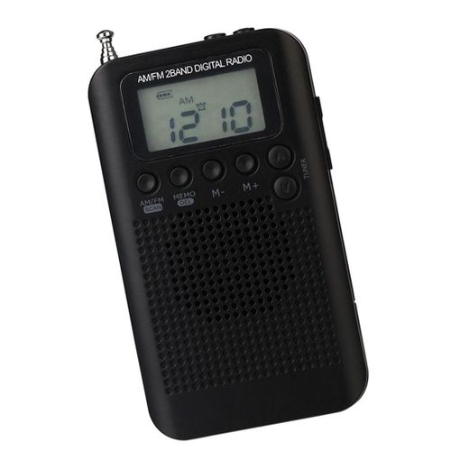 Rechargeable Digital Portable Radio And Earphone Black