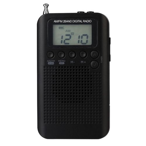 Rechargeable Digital Portable Radio And Earphone Black