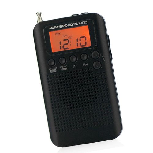 Rechargeable Digital Portable Radio And Earphone Black