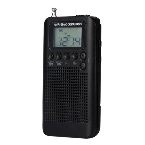 Rechargeable Digital Portable Radio And Earphone Black