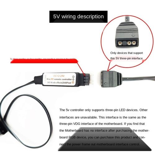 915 Generation Computer Fan Lighting Effect Controller,5V 3-Pin/12V 4-Pin R