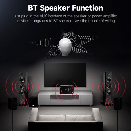 BT5.0 2-in-1 Trans-mitter Receiver NFC BT Audio Adapter 15m