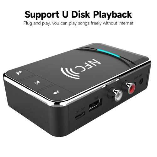 BT5.0 2-in-1 Trans-mitter Receiver NFC BT Audio Adapter 15m