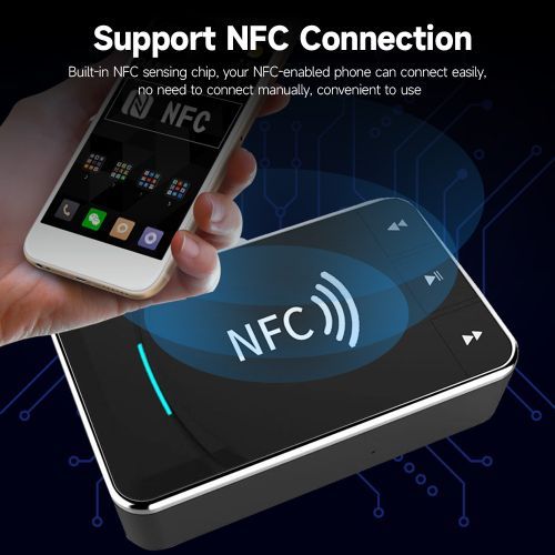 BT5.0 2-in-1 Trans-mitter Receiver NFC BT Audio Adapter 15m