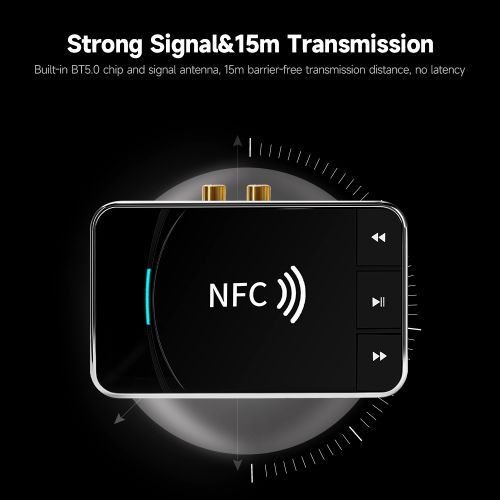 BT5.0 2-in-1 Trans-mitter Receiver NFC BT Audio Adapter 15m