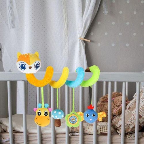 Baby Activity Spiral Animal Toy Pushchair Pram Stroller Car Yellow