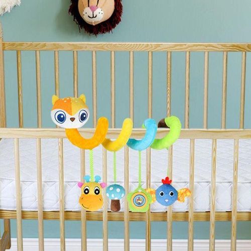 Baby Activity Spiral Animal Toy Pushchair Pram Stroller Car Yellow