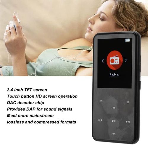 Mp3 Player 2.4 Inch Smart Hd Noise Reduction Touch Button Fm Radio 16gb Bluetooth 5.0 Music Player With Memory Card Black 32gb