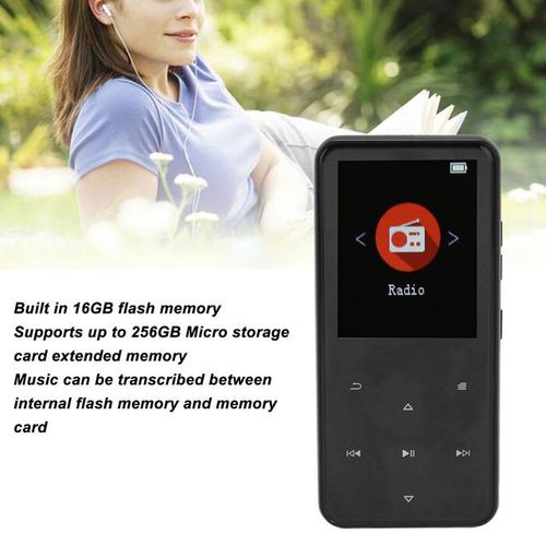 Mp3 Player 2.4 Inch Smart Hd Noise Reduction Touch Button Fm Radio 16gb Bluetooth 5.0 Music Player With Memory Card Black 32gb