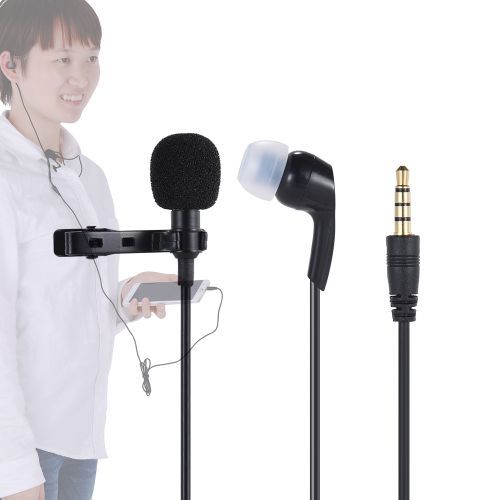 Andoer Mini Clip-on Lapel Lavalier Microphone Mic Earphone