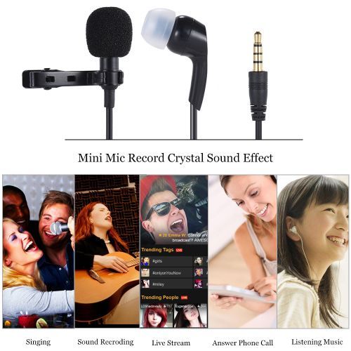 Andoer Mini Clip-on Lapel Lavalier Microphone Mic Earphone