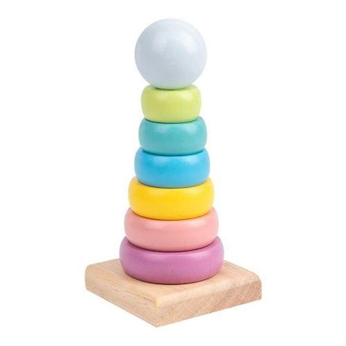 Wooden Colorful Building Stacking Blocks Baby Macaron Color