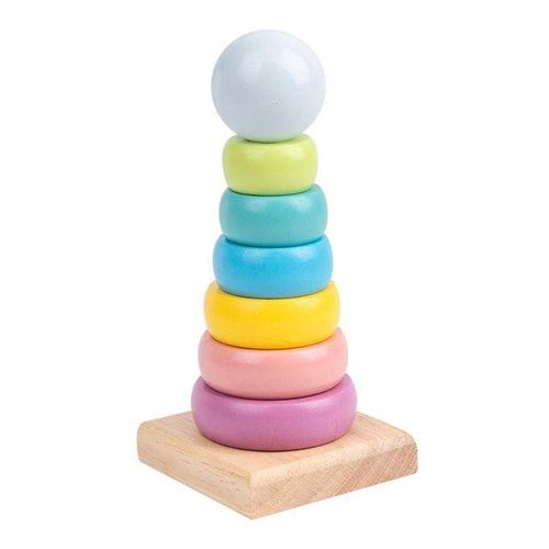 Wooden Colorful Building Stacking Blocks Baby Macaron Color