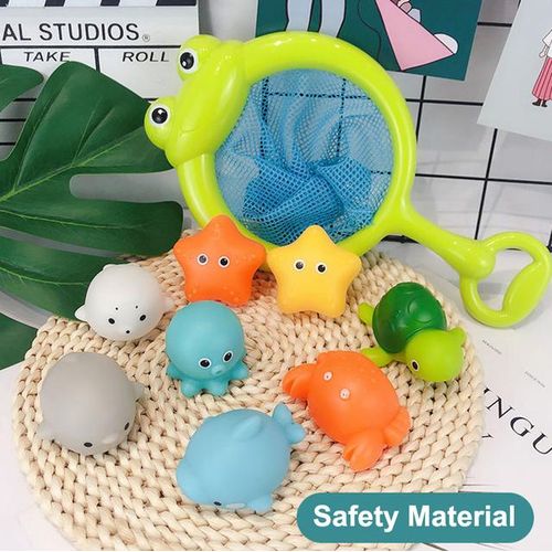 Baby Bath Toys Cute Luminous Floating Animals Swimming Water Play Fun Bathroom Bathtub Fishing Net Toy for Kids