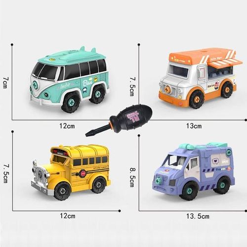 DIY Screw Toy Vehicle Take Apart Plane Bus Rocket Toys for Kids Boy Motorcycle Model Truck School Bus Educational STEM Toy