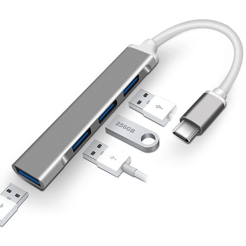 USB C To  3 0 Adapter 4 Port USB 3.0   Hub -Grey