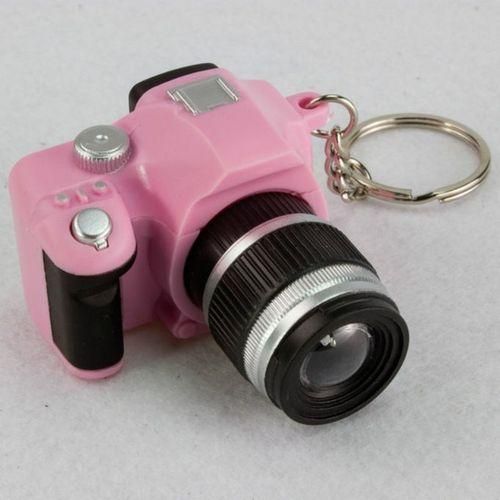 Children Mini SLR Camera Model Style Key Chain Small Pendant With Sound & LED Light(Pink)