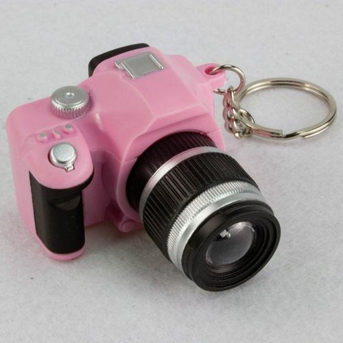 Children Mini SLR Camera Model Style Key Chain Small Pendant With Sound & LED Light(Pink)