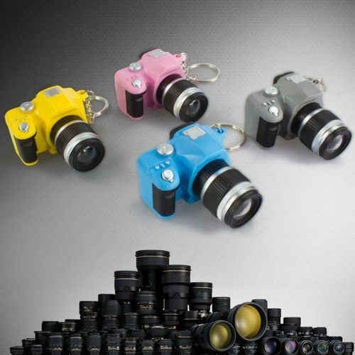 Children Mini SLR Camera Model Style Key Chain Small Pendant With Sound & LED Light(Pink)