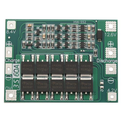 3S 60A Bms Board 11.1V 12.6V 18650  Battery Protection Board-Green