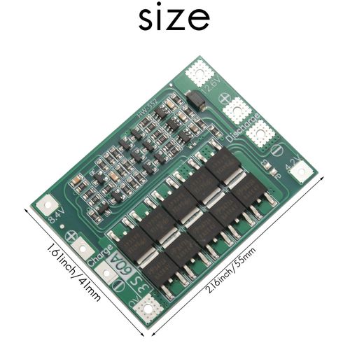 3S 60A Bms Board 11.1V 12.6V 18650  Battery Protection Board-Green