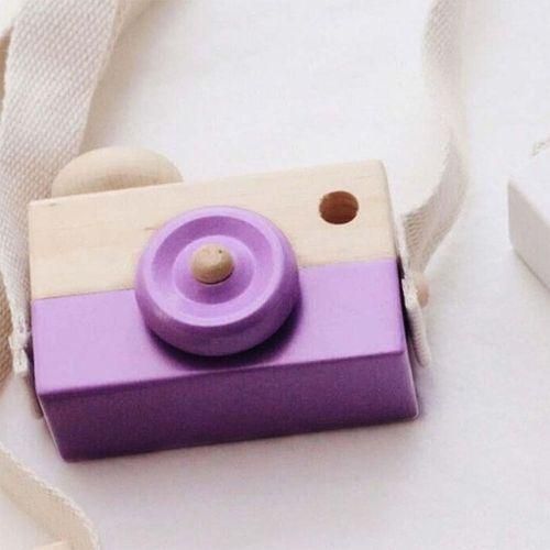 Cute Nordic Hanging Wooden Camera Toys For Kids(Purple)
