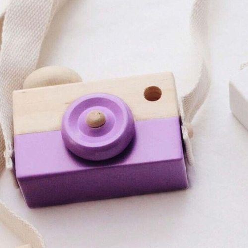 Cute Nordic Hanging Wooden Camera Toys For Kids(Purple)