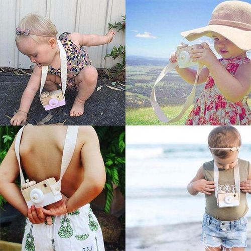 Cute Nordic Hanging Wooden Camera Toys For Kids(Purple)