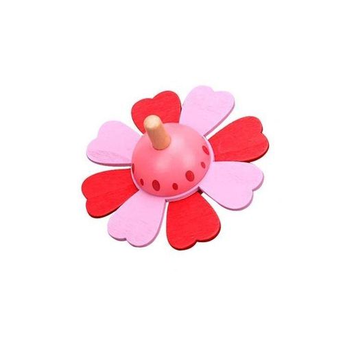 Wooden Colorful Flower Spinning Handmade Gyro Developing Kids Toy(Pink)