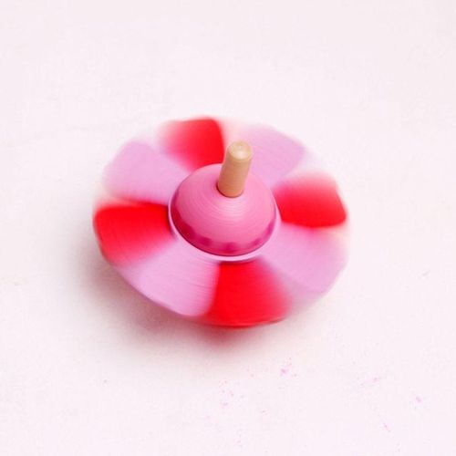 Wooden Colorful Flower Spinning Handmade Gyro Developing Kids Toy(Pink)