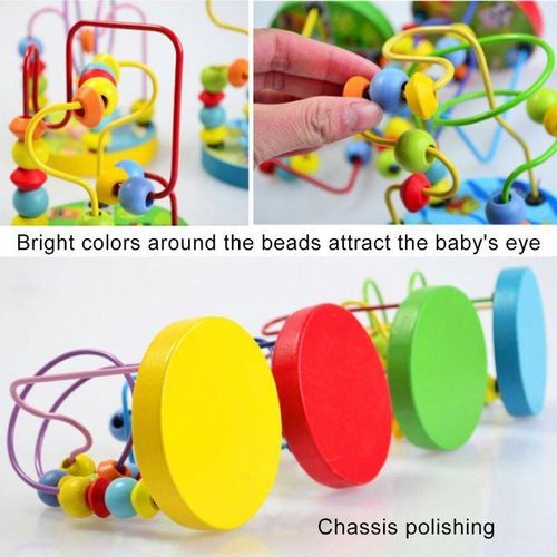 Educational Baby Kids Wooden Around Beads Toy Toddler Infant Intelligence Toys