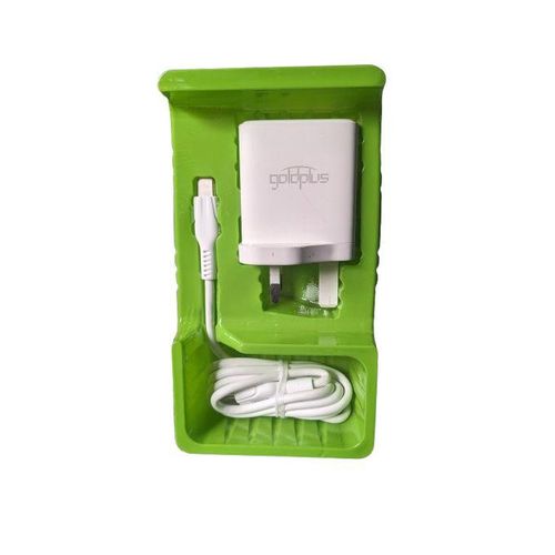 GoldPlus USB-C 45 Watts PD Adapter Super Fast Charger (3 Pin) With Type C to C Cable - White