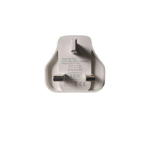 GoldPlus USB-C 45 Watts PD Adapter Super Fast Charger (3 Pin) With Type C to C Cable - White