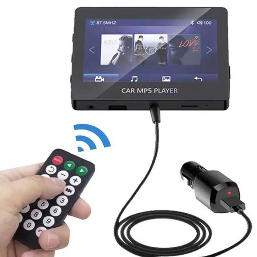 Universal 4.3 inch Bluetooth 5.0 Car FM Transmitters Portable 87.5-108.0Mhz Radio Screen Remote  Control Dual USB AUX U Disk TF