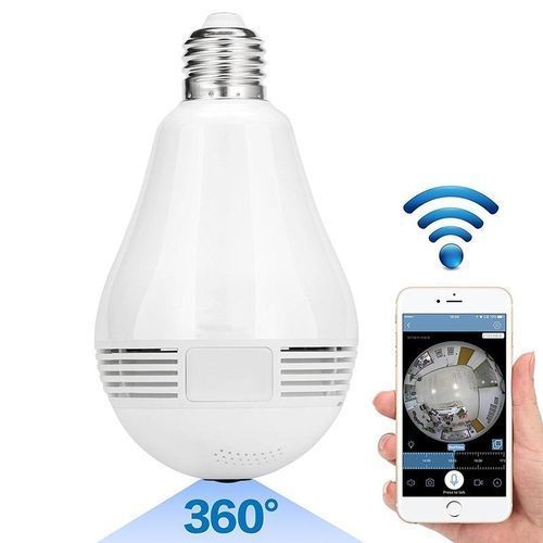 360 Degree Wireless IP Camera Bulb Light FishEye WiFi Camera Panoramic - White