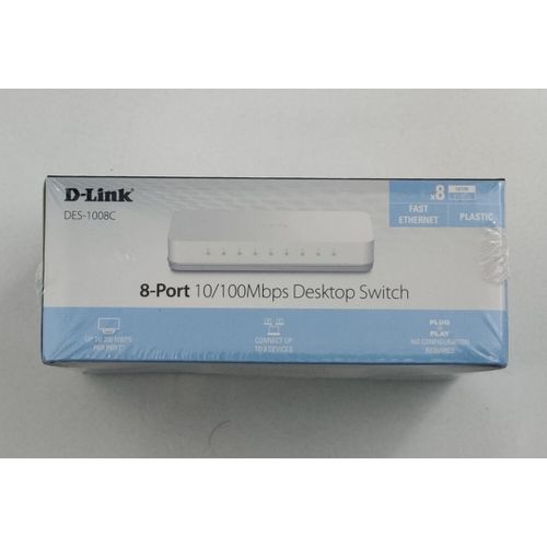 D-Link  DES-1008C 8-Port 10/100 Mbps Fast Ethernet Desktop Switch White