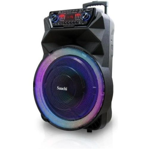 Saachi Professional Outdoor Trolly 18 Speaker Bluetooth/TWS/FM/LED Bundle With Wireless Mic-Black