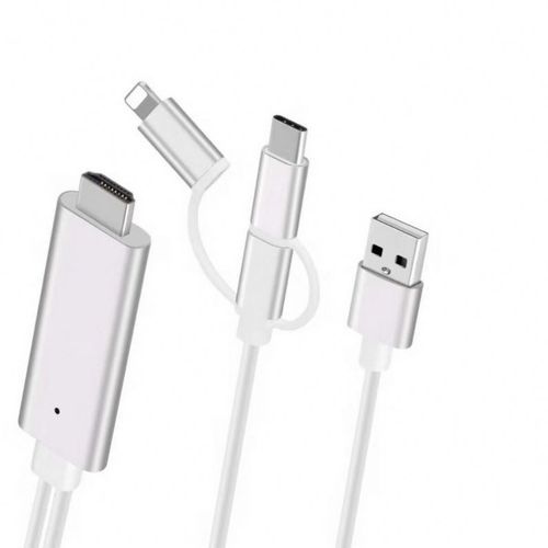 3 in 1 HDMI Adapter Phone to HDMI Cable Type-C/Micro USB/Phone to TV - Black