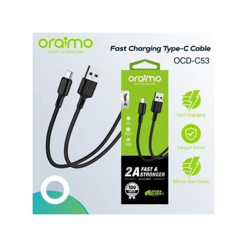 Oraimo Type C Usb Data and Charging Cable For All Phones- Black