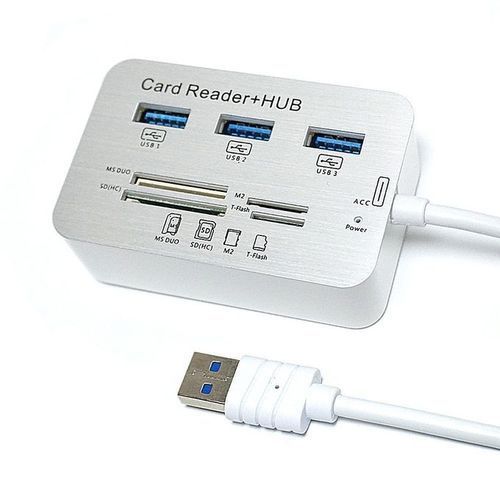 7 in 1 USB 3.1/3.0 Combo Card Reader Hub, Ultra Fast Speed - White